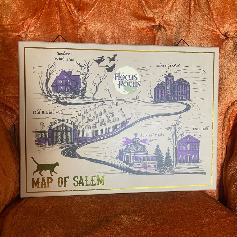 Spirit Halloween Hocus Pocus Map of Salem Sign